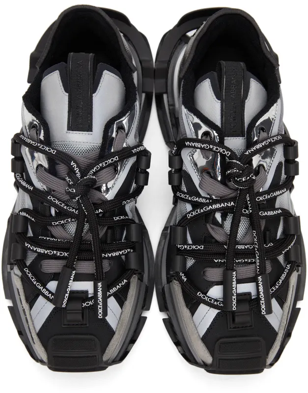 Dolce & Gabbana Black & Silver Mixed-Materials Space (CS1963 AQ393)