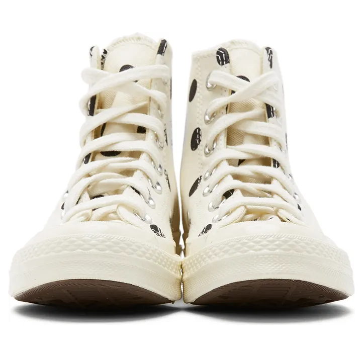 Comme des Garçons Play White Converse Edition Polka Dot Heart Chuck 70 High Sneakers (P1K115) (2)