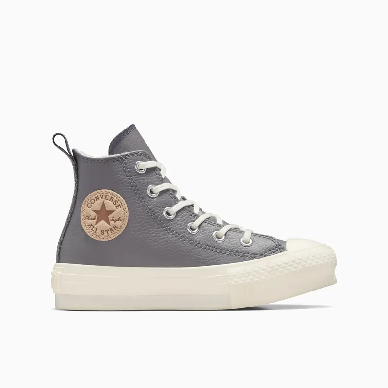 Converse Chuck Taylor All Star EVA Lift Platform Fleece-Lined Leather Sharkskin/Warm Quarry/Egret (A09260C)