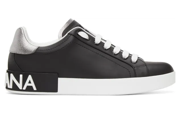 Dolce and Gabbana Black and White Portofino Sneakers (CS1760 AH527)