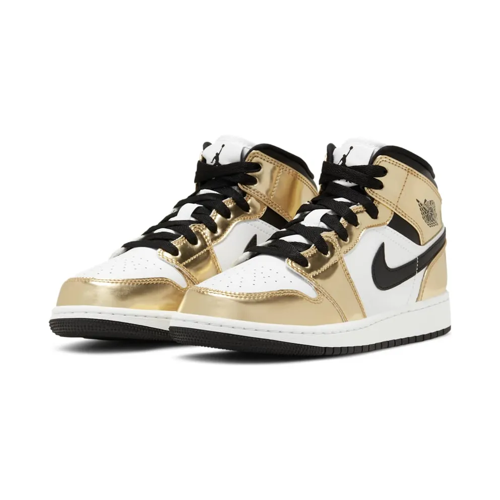 Jordan 1 Mid Metallic Gold Black White (GS) Metallic Gold/Black-White-Black (DC1420-700)