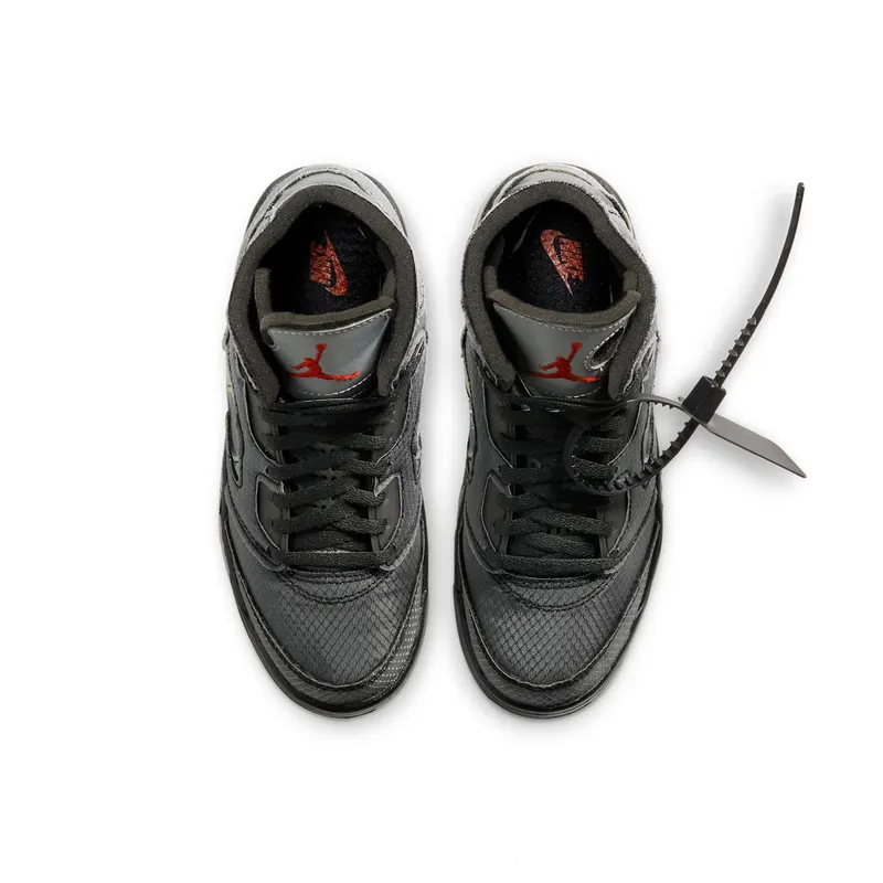 Jordan 5 Retro Off-White Black (PS) Black/Muslin-Fire Red (CV4827-001)
