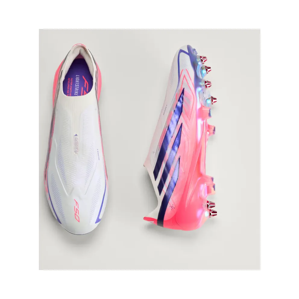 adidas F50 Hyperfast Elite Laceless Soft-ground Football Boots “Cloud White / Solar Purple / Solar Turbo” (KJ6087)