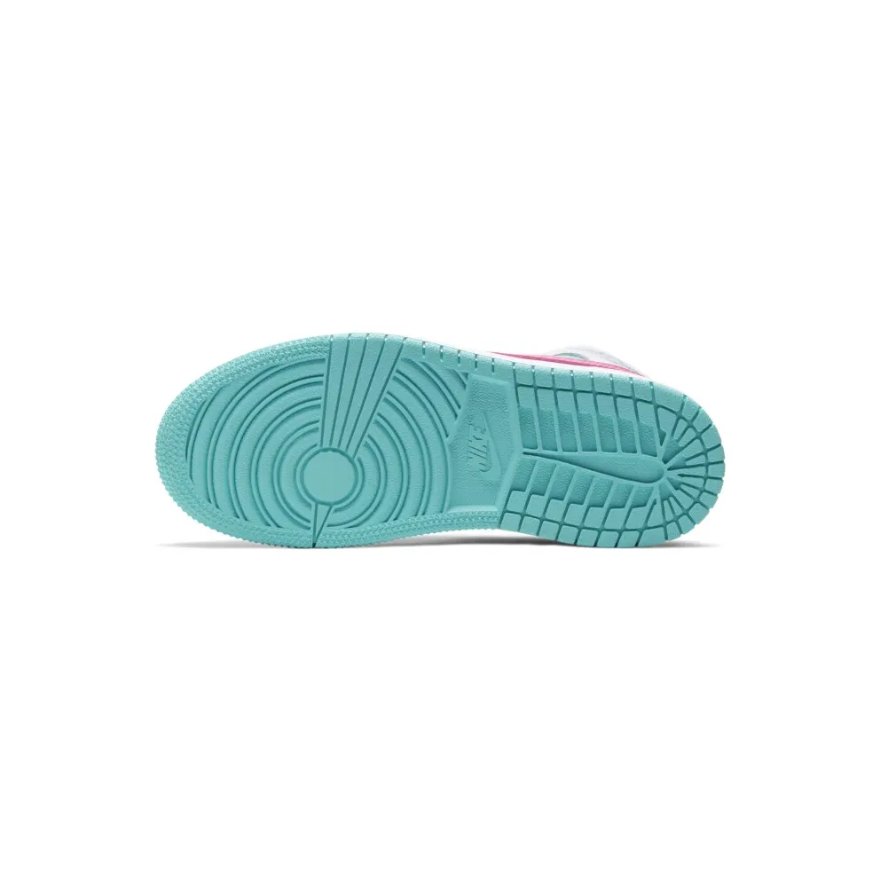 Jordan 1 Mid White Pink Green Soar (PS) White/Digital Pink-Aurora Green-Soar (640737-102)