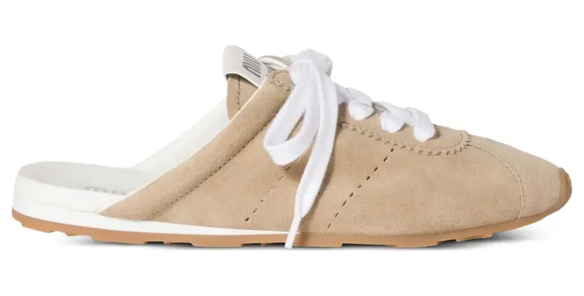 Miu Plume Mules aus Wildleder – Nude (5E467EF005054)