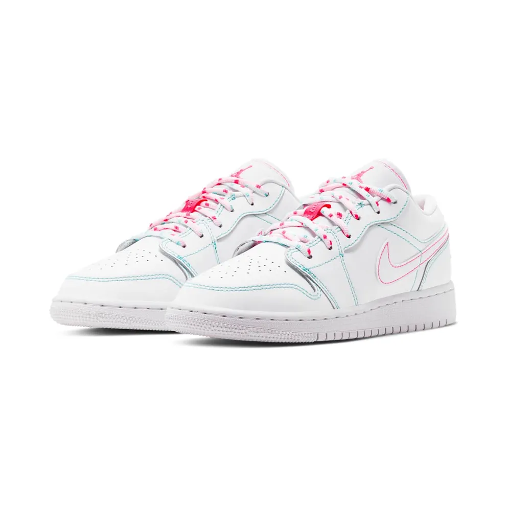 Air Jordan 1 Low White Green Pink (GS) (554723-101)