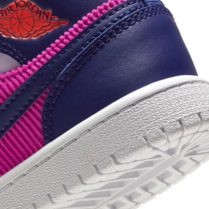 Jordan 1 Mid Fire Pink Barely Grape (PS) Fire Pink/Barely Grape-Hyper Crimson-Regency Purple (640737-602)