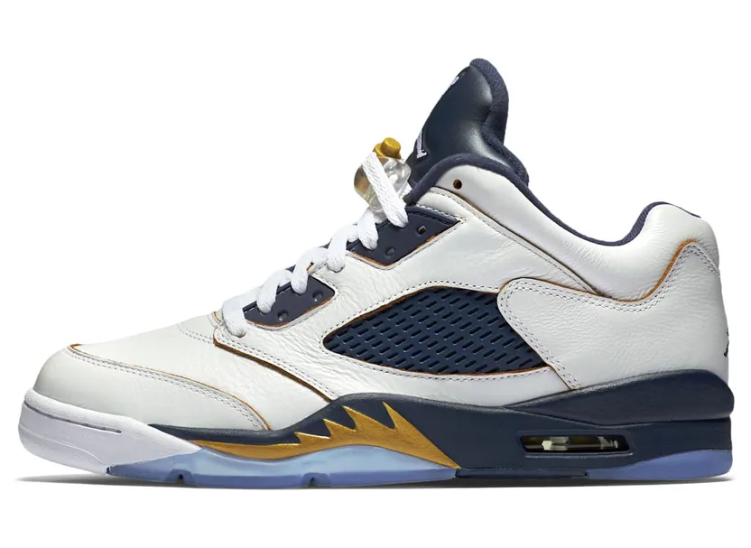 Air Jordan 5 Retro Low Dunk From Above “White / Midnight Navy / Metallic Gold Star” (819171-135)