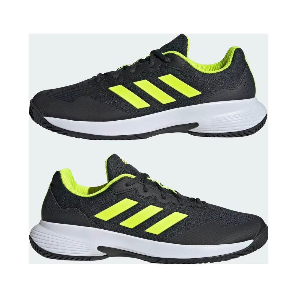 Adidas Gamecourt 2.0 Tennis Shoes Carbon / Lucid Lemon / Cloud White (JH9013)