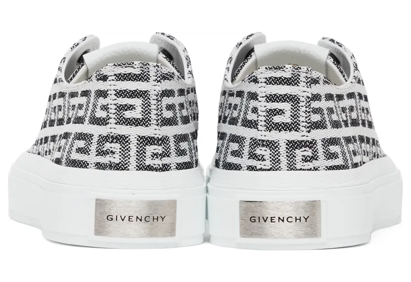 Givenchy Black & White 4G Jacquard City Sneakers (BH0050H0VC) (4)