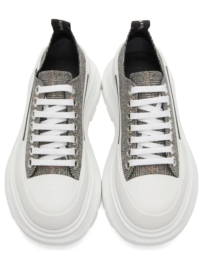 Alexander McQueen Black & White Wool Tread Slick Low Sneakers (650809 W4PE1) (5)