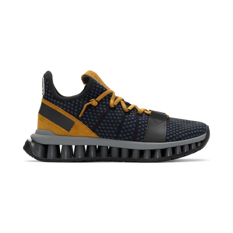 Z Zegna Navy and Tan TechMerino A-Maze Sneakers (LHTGS A4308X)