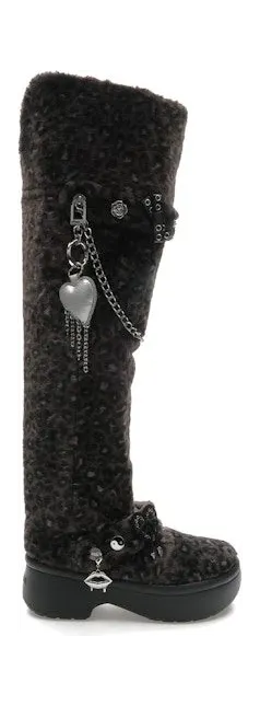 Crocs Classic Unfurgettable Knee High Boot Black Leopard (212387-0CU)