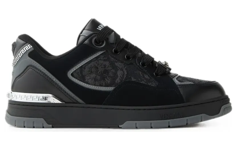 Versace Biggie Basket leren sneakers met jacquard – Zwart (10256551A14764)