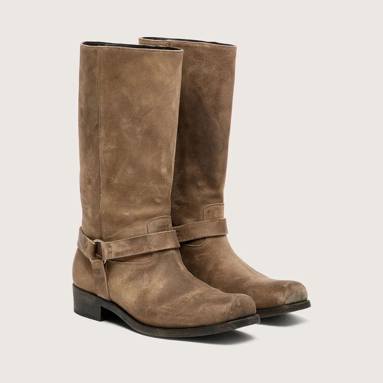 Golden Goose High Biker Boots In Dark Beige Waxed Suede With Strap And A Silver-Colored Buckle (GWF01057.F008237.15693) (2)