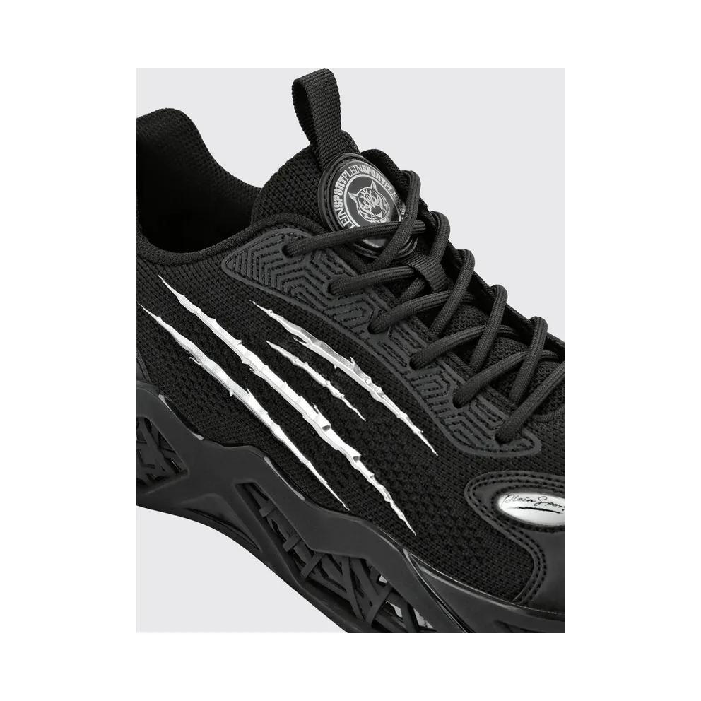 Plein Sport Lace-Up Low-Top in Technical Mesh with Rear Logo Black (FABSUSC0338STE003N02)