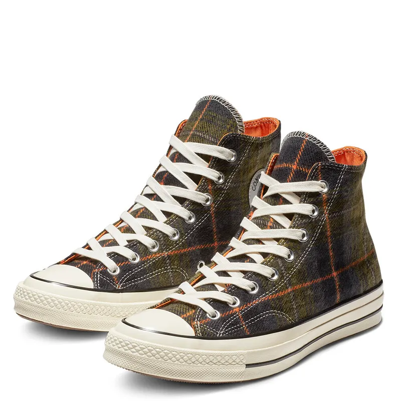 Converse Chuck Taylor All-Star 70s Hi Plaid Pack Medium Olive Medium Olive/Campfire Orange-Egret (162404C)