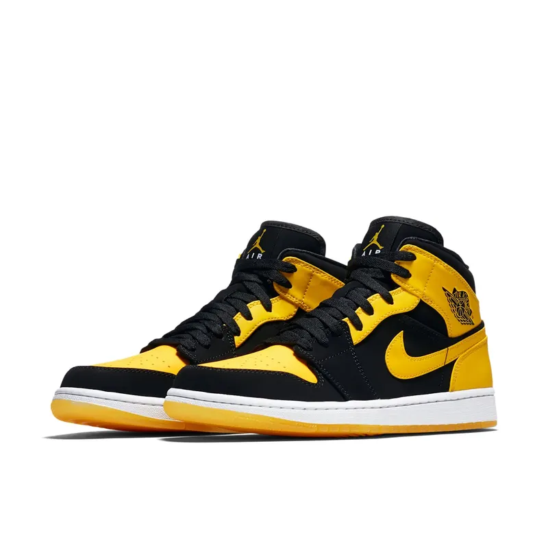 Jordan 1 Retro Mid New Love (2017) Black/Varsity Maize-White (554724-035)