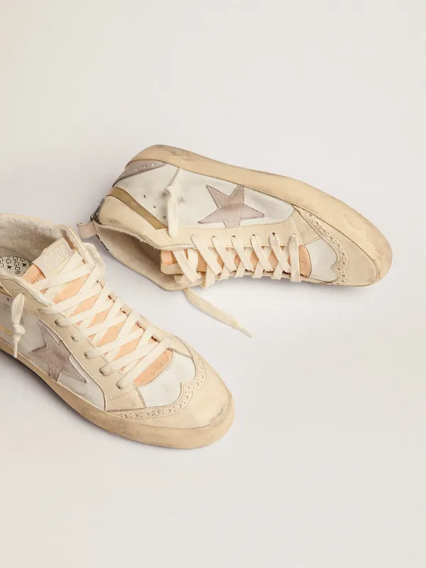 Golden Goose Mid Star With Star In Light Gray Suede And Gold Flash (GWF00123.F003018.11116) (2)