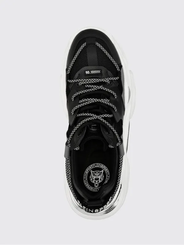 Plein Sport Lace-Up Low-Top Sneakers in Mesh with a Branded Pull-Tab Black (AABSUSC0351STE003N02) (3)