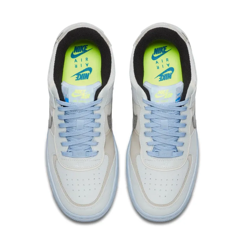 Nike Air Force 1 Shadow Pure Platinum Snakeskin Blue (W) Pure Platinum/Light Bone-Hydrogen Blue-Smoke Grey (CV3027-001)