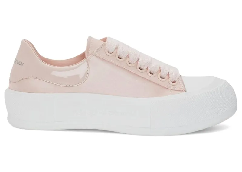 Alexander McQueen Deck Skate Plimsoll Lace-Up Leather Pink White (708085 W4SBB 5969)