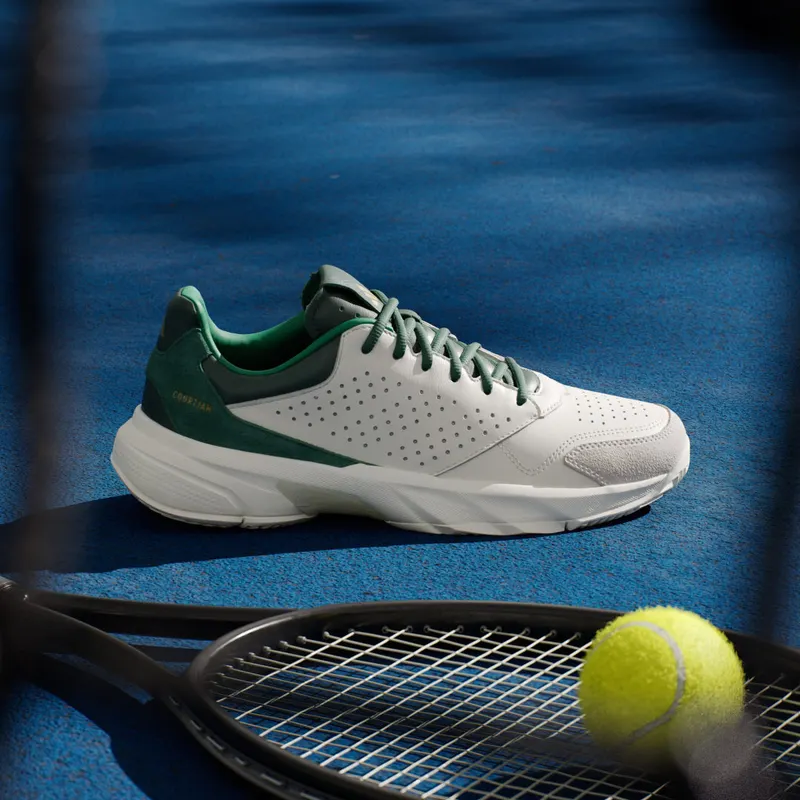 Adidas Courtjam Control 3 Premium Tennis Shoes Core White / Core White / Collegiate Green (JI4236)