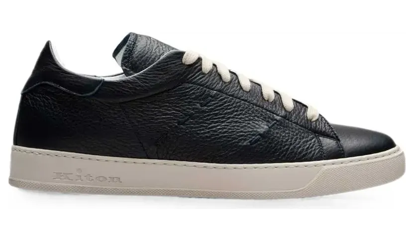 Kiton cross-stitch leather sneakers – Zwart (USSA421N0151702002)