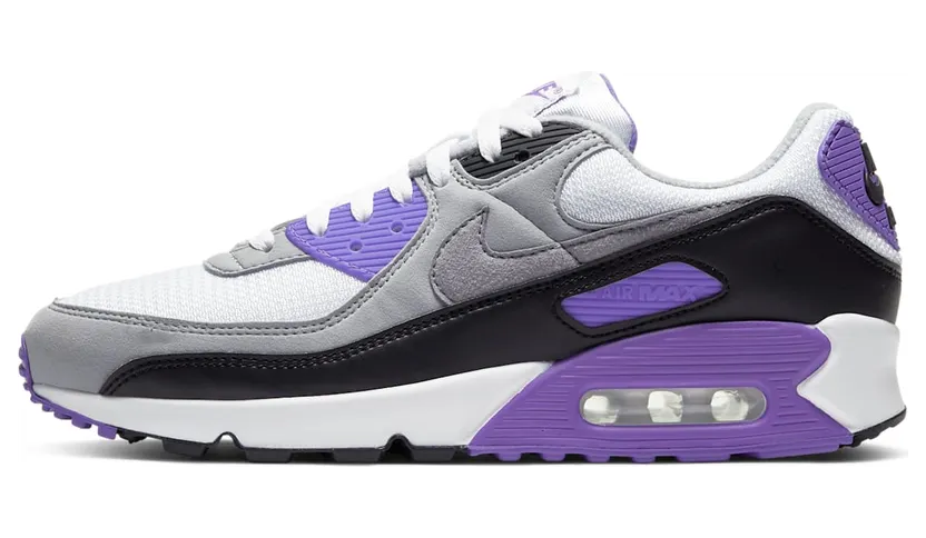Nike Air Max 90 White Grey Purple “White / Hyper Grape / Black / Particle Grey” (CD0881-104)