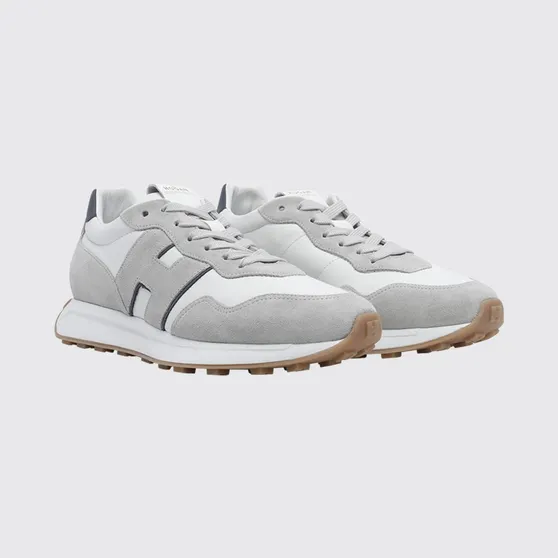 Hogan H601 Smooth and Suede Leather Trainers with Serrated Sole Grey (HXM6010EH41UXB0FDA)