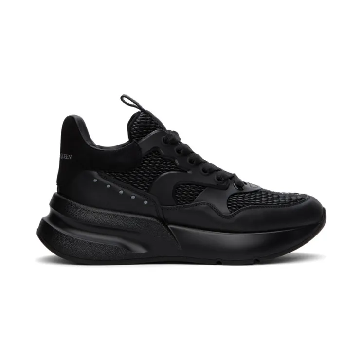 Alexander McQueen Black Textured Oversized Runner Sneakers (604281WHZT7)