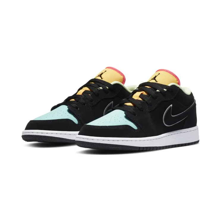 Air Jordan 1 Low SE GS ‘Aurora Green’ Black/Aurora Green/Laser Orange (CV9844-013)