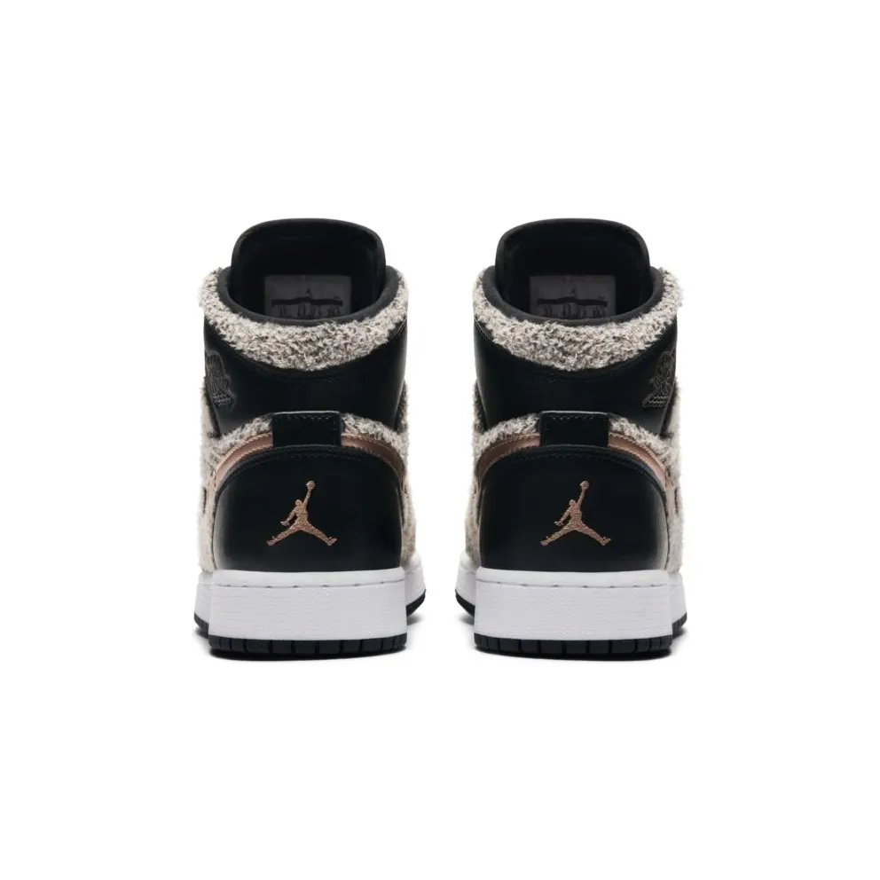 Jordan 1 Retro High Fleece Black Metallic Red Bronze (GS) Black/Metallic Red Bronze-White (332148-022)