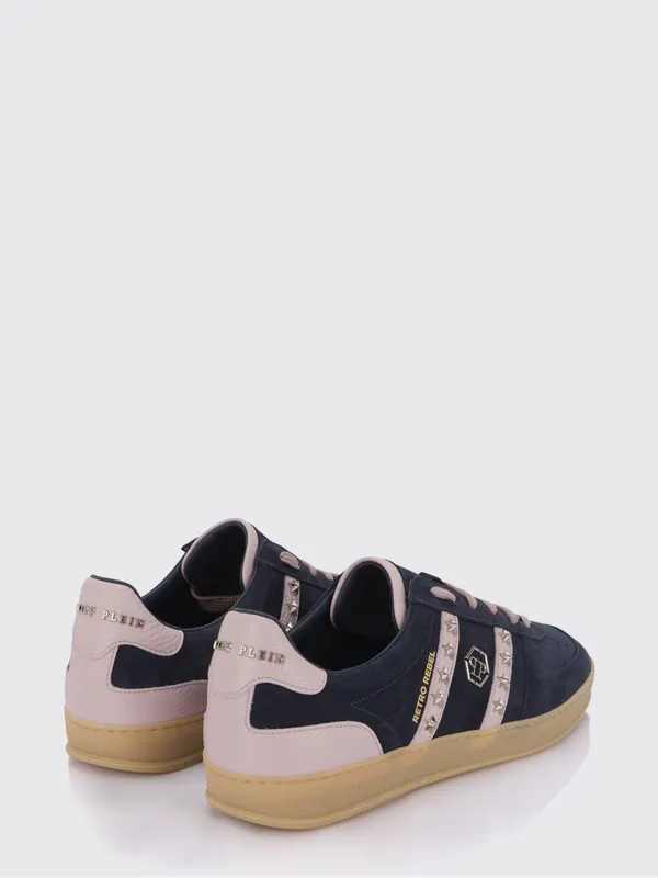 Philipp plein Retro Rebel Suede Sneakers with Applied Stars Blue (SAFSUSC0911PLE009N14) (2)