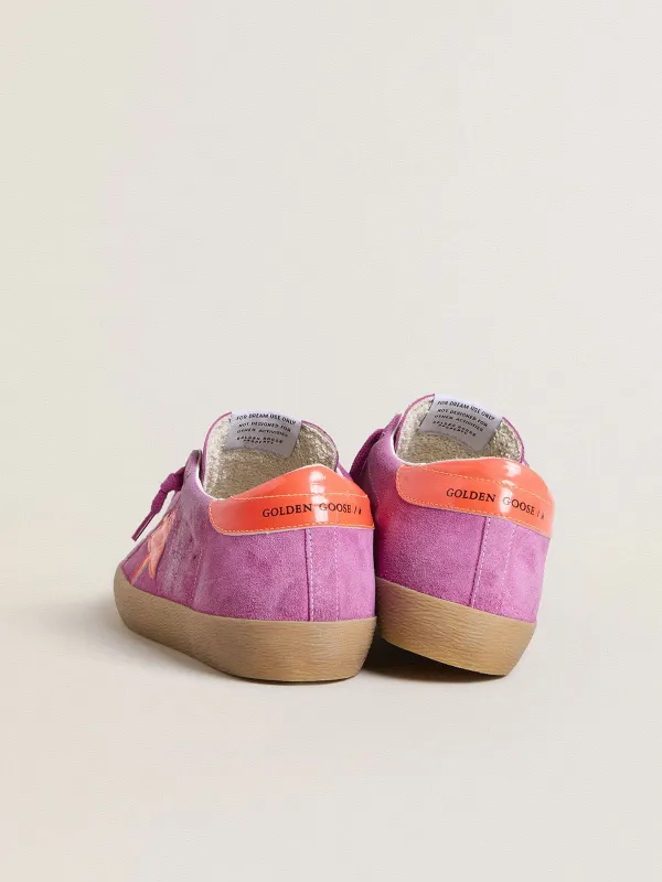 Golden Goose Super-Star In Fuchsia Suede With Fluorescent Orange Laminated Leather Star And Heel Tab (GWF00101.F007280.45440) (4)