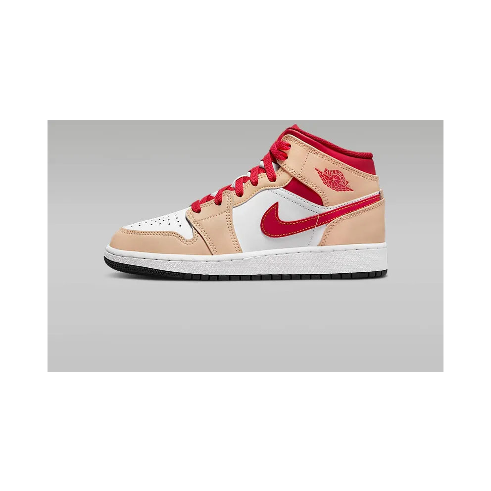 Air Jordan 1 Mid GS “Beige / Red” (554725-201)