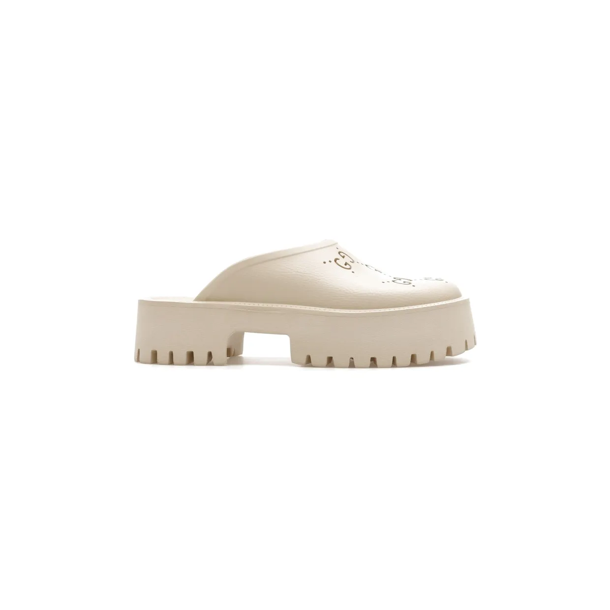 Gucci Platform Perforated G Sandal White Rubber (663577 JFB00 9022)