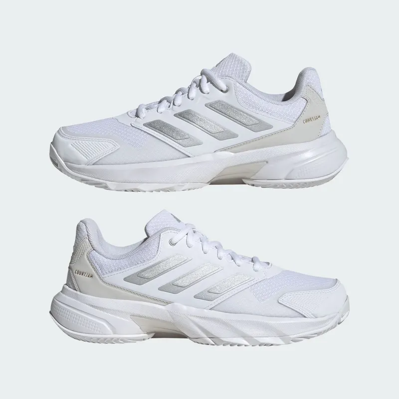 Adidas Courtjam Control 3 Clay Tennis Shoes Cloud White / Silver Metallic / Grey One (JS2894)