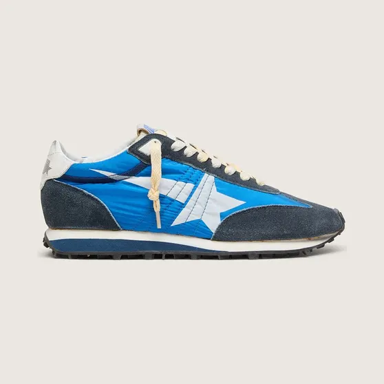 Golden Goose Men’S Marathon With Blue Nylon Upper And White Star (GMF00683.F005463.50738)