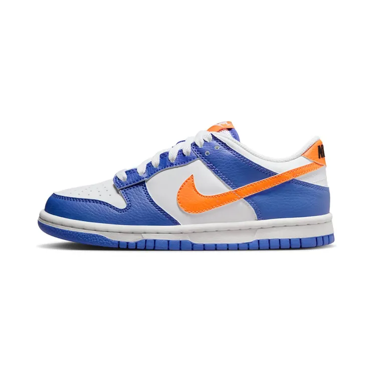 Nike Dunk Low GS Knicks “Blue Joy / White / Black / Bright Mandarin” (FN7783-400)