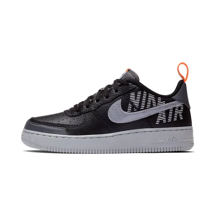 Nike Air Force 1 Low LV8 Under Construction “Black / Dark Grey / Total Orange / Wolf Grey” (BQ5484-001)