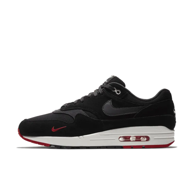 Nike Air Max 1 Mini Swoosh Bred Black/Oil Grey-University Red (875844-007)