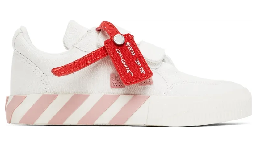 Off-White Kids White & Pink Canvas Vulcanized Low Strap Sneakers (OGIA003F21FAB0010130)