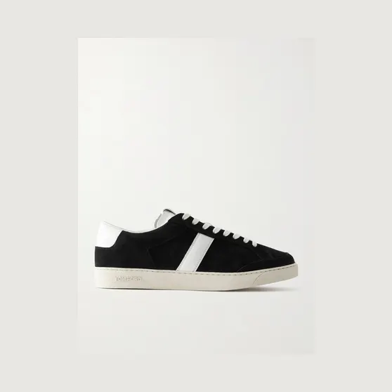 Tom Ford Blake Leather-Trimmed Suede Sneakers Black (J1597-LCL046N)