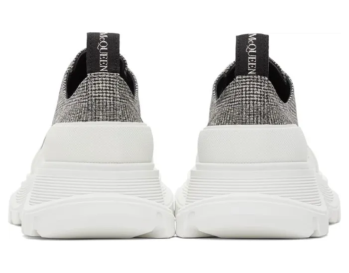 Alexander McQueen Black & White Wool Tread Slick Low Sneakers (650809 W4PE1) (4)