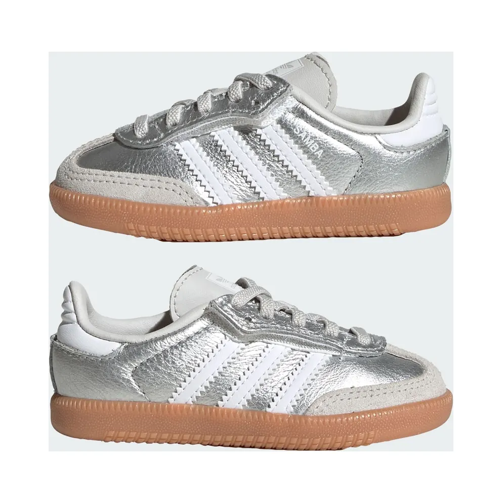 Adidas SAMBA OG COMFORT CLOSURE ELASTIC LACE Shoes Silver Metallic / Cloud White / Gum (KK2346)