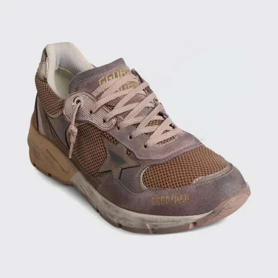 Golden goose Dad-Star Sneakers in Used Suede and Mesh Pink (GWF00884F00783183208)