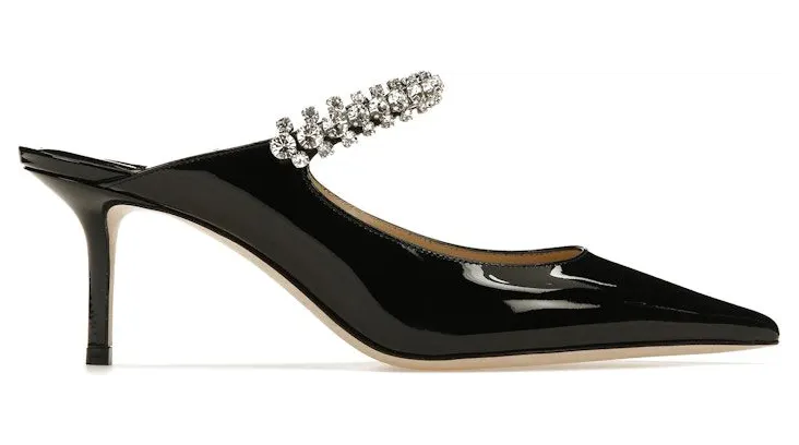 Jimmy Choo Bing 65mm Heeled Mule Black Patent Leather (BING65PAT#BLACK)