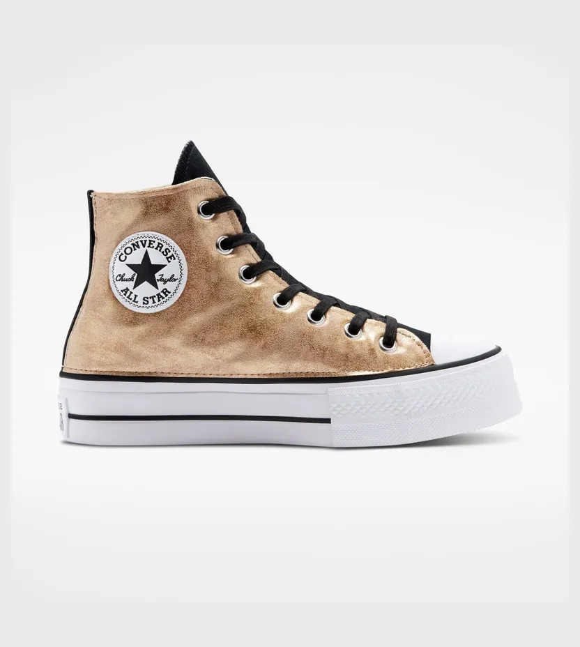 Converse Chuck Taylor All Star Lift Platform Suede Waves Gold Brown Waves