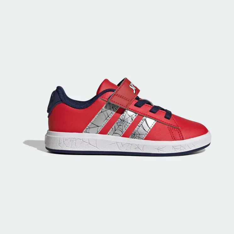 adidas Marvel Spider-man Grand Court Shoes Kids “Pure Ruby / Silver Metallic / Dark Blue” (KI9123)